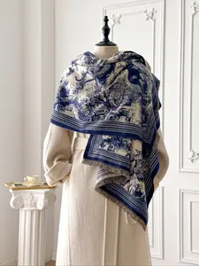 Unisex Landscape Print Scarf, Blanket Scarf, Soft Warm Woven Shawl for Fall & Winter, Casual Fashion Accessory for Men Women, Thick Fabric