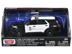 2022 Ford Police Interceptor Utility Black & White "Law Enforcement & Public Service" Series 1/43 Diecast Model Car by Motormax