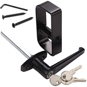 Shed Door Handle Lock Kit, 4-1/2" L Handle with 2 Keys & 2 Screws, 4-1/2" Stem for Shed Gate Barn Garage Playhouse Chicken Coop Door, Black (L Handle)