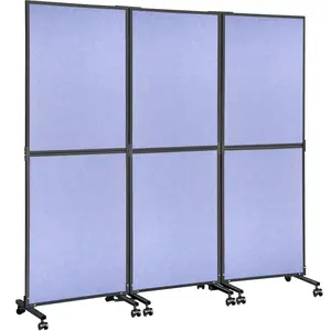 【DealsForYouDays】VEVOR Acoustic Room Divider 72\" x 66\" Office Partition Panel 3 Pack Office Divider Wall Steel Blue Office Dividers Partition Wall Polyester & 45 Steel Cubicle Wall Reduce Noise and Visual Distractio