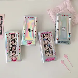 INS Style Silver Colorful Life 4 Cut Card Binder K-Pop Idol Mini Card Storage Album Commemorative Note Storage Book
