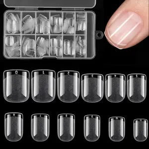 Extra Short Square Nail Tips, 240pcs/box Full Cover Clear Fake Nail Tips, Nail Art Tips for Acrylic Nails Extension, Press on Nail Making Home DIY Nails Salon, Acrylic Nail Extensions