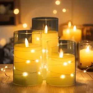 3pcs LED Realistic Flameless Candle Set with Remote, Battery Operated Tabletop Decor for Weddings and Christmas, Romantic Night Light
