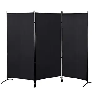 HOMCOM 3 Panel Room Divider, 6 Ft Tall Folding Privacy Room Separator, Freestanding Partition Wall Divider for Indoor, Home Office, Light Grey