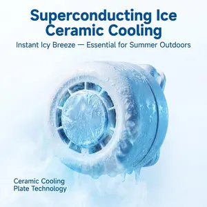 Portable Clip On Fan with Ice Ceramic Cooling - 1800mAh Bladeless Personal AC Fan, Summer Travel Vacation Essentials & Outdoor Activities
