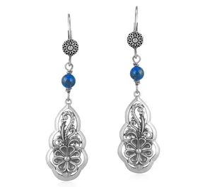 American West Sterling Gemstone Bead Flower Earrings
