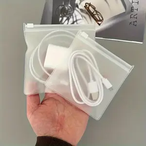 [Transparent EVA Zipper Bag] Reusable Transparent EVA Zipper Bag With Air Holes - Clear PVC Storage Pouch For Cables, Chargers & Small Accessories, Durable Zipper Closure, Ideal For Organizing And Protecting Items, Cable Organizer|Transparent Design
