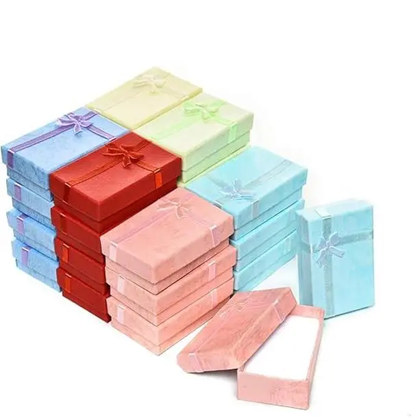 24Pcs 3.2 x 2.0 x 1.1 Inches Gifts Box Set, Assorted Colors Jewelry Gift Boxes for Rings, Pendants, Earring, Necklaces, Cardboard Jewelry Boxes for Anniversaries, Weddings, Birthdays
