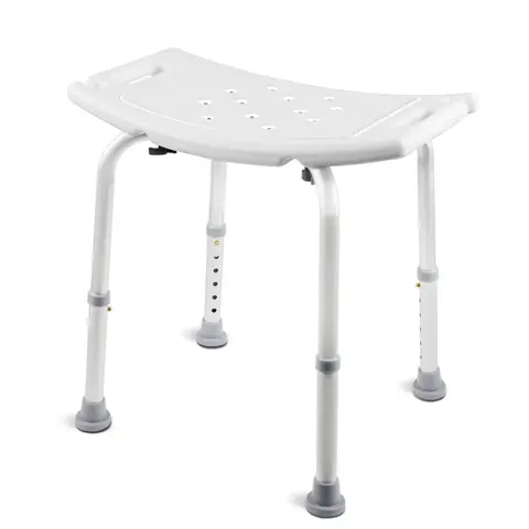 Medline Eco-Friendly Bariatric Backless Shower Chair - Stainless Steel Rectangle Bath Bench, 300 Lbs Capacity, Safety-Focused Durable Home Bathroom Supply, Great for Adults' Shower Seating, Modern White