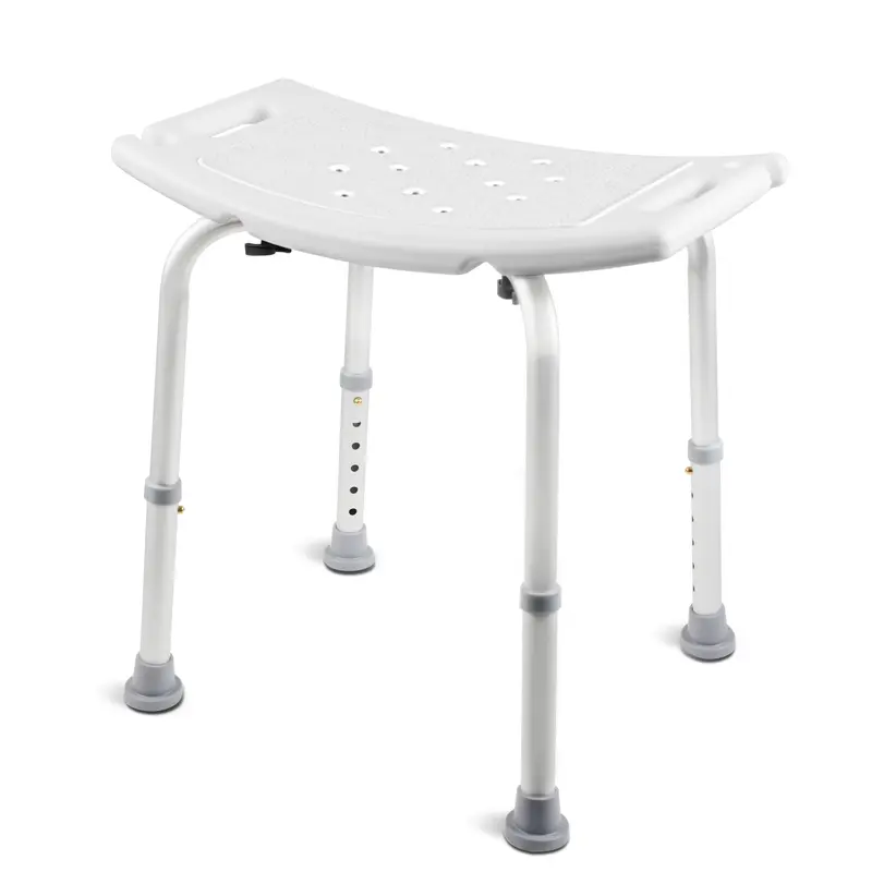 Medline Eco-Friendly Bariatric Backless Shower Chair - Stainless Steel Rectangle Bath Bench, 300 Lbs Capacity, Safety-Focused Durable Home Bathroom Supply, Great for Adults' Shower Seating, Modern White