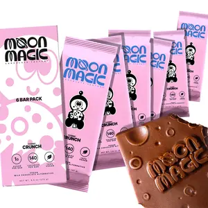 Moon Magic Cosmic Crunch Vegan Chocolate Bars, Chocolate with No Sugar Added, Low Sugar (1g), Low Calorie (130), Plant-Based, Keto, No Sugar Alcohols, Gluten-Free, Non Dairy, Pack of 6 Bars