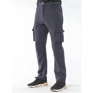 Men’s solid-color waterproof windproof thermal-lined pants—casual, comfortable, warm trousers for outdoor activities; men’s bottoms for winter; menswear