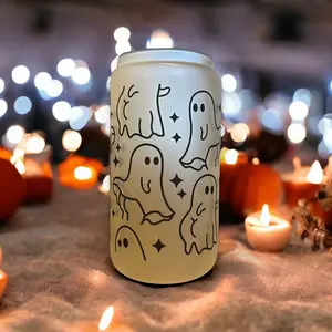 16oz Bad Ghoul Frosted Glass Can - Kitchenware Drinkware Glasses