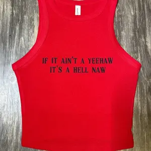 If it ain’t a yeehaw It’s a hell naw ribbed racerback tank top, Country Western Graphic Tank Top, Country Concert Outfit Idea