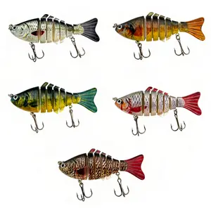 5.31in Jointed Swimbait 5-Pack – Slow Sinking Hard Lure, Lifelike S-Wave Action for Bass, Oversize Panfish Profile – Multi-Jointed Minnow with Hook, Big Bait for Trophy Bass by THKFISH