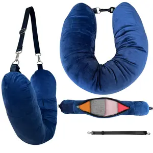 Fillable Travel Neck Pillow, 1 Count Multifunctional Travel Neck Pillow with Storage Function, Portable Travel Neck Support Pillow for Airplane, Car, Office