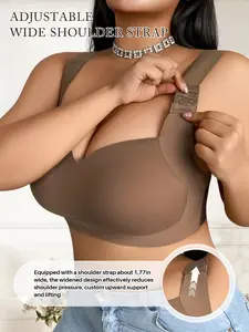 Women's Plus Size Seamless Jelly Bralette, Wide Adjustable Straps, Medium Support, Anti-Sagging, All-Season Casual Underwear