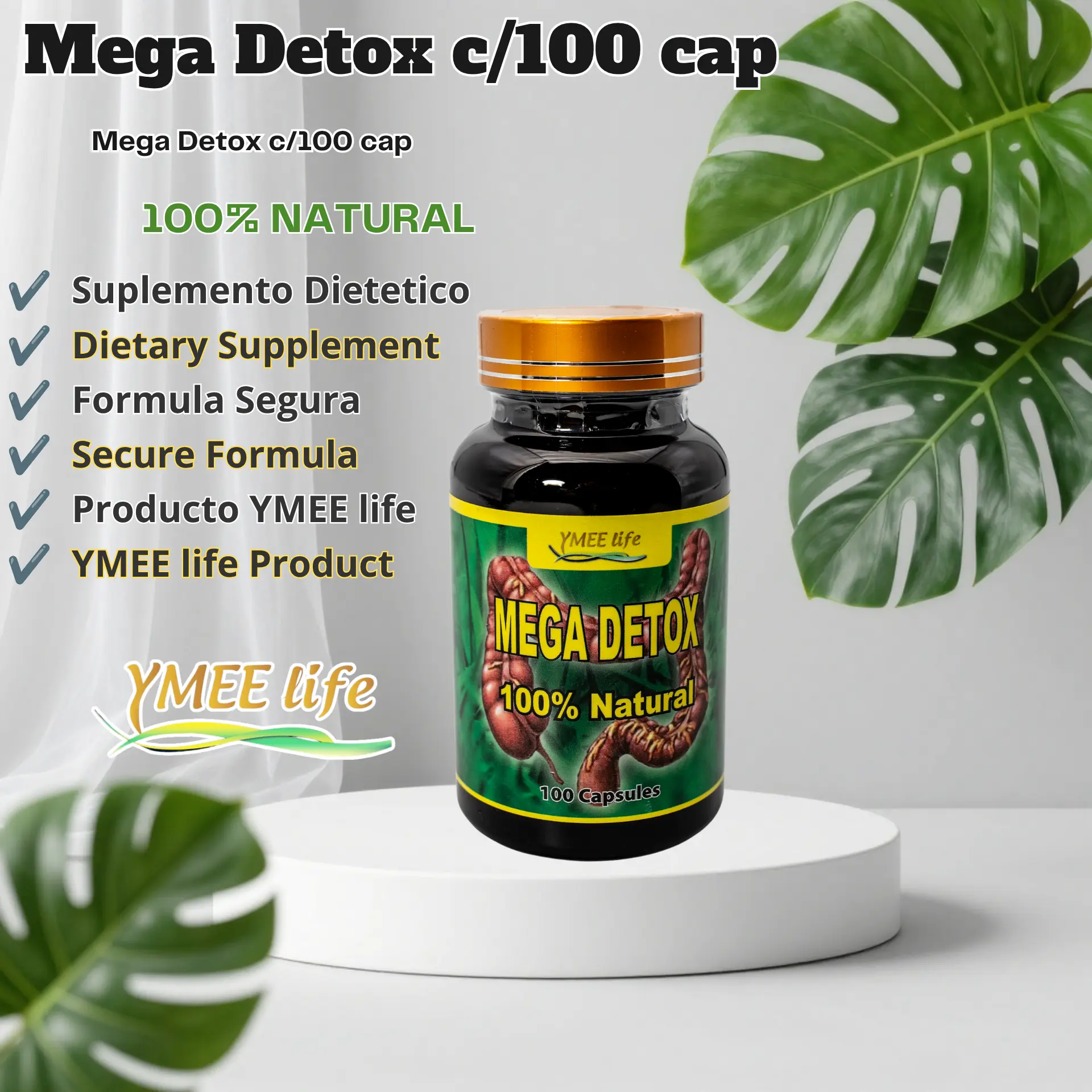 Mega Detox All Natural Health Supplement - 100-Capsule Natural Dietary Formula for Detox & Wellness Support, All Natural Supplement