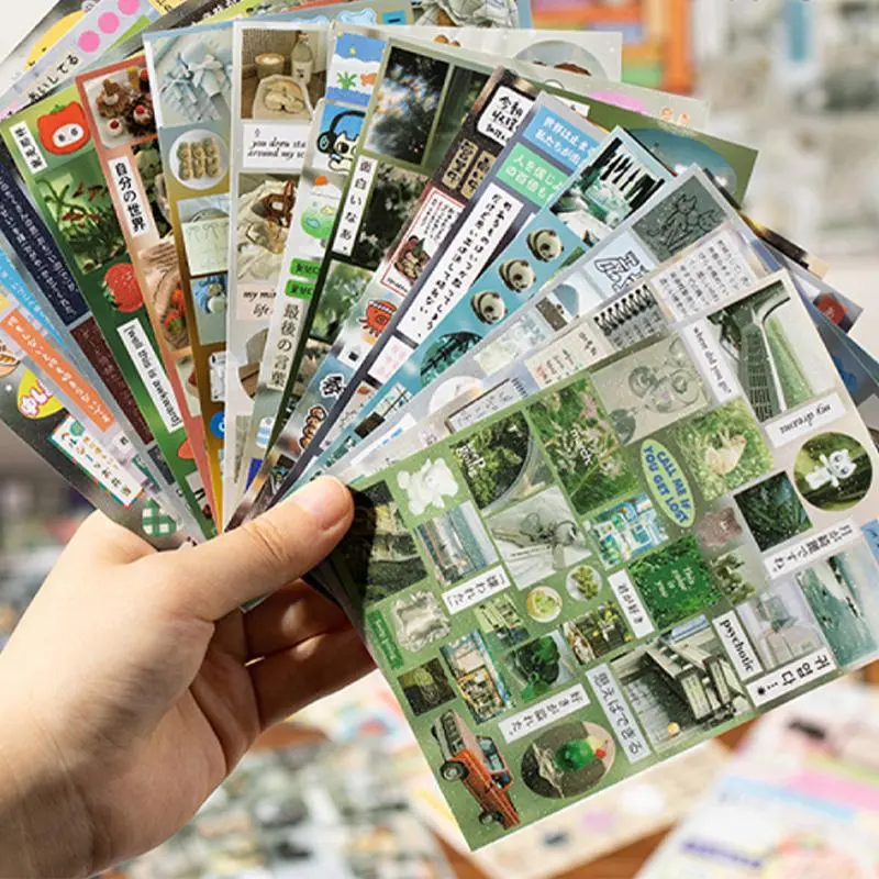 Vintage Scrapbook Page Sticker Book, Sticker Album, 30 Sheets/book, Scrapbooking & Journal Making Material Paper, Scrapbook Materials, DIY Decorative Sticker Book for Stationery & Water Bottle & Laptop