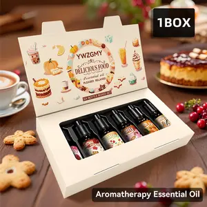 Bakery Flavor Aromatherapy Oil Diffuser Set, 6 Bottles Aroma Blend Scented Oils, Home Car Air Freshener, Wax Melts Burner, Humidifier Accessories