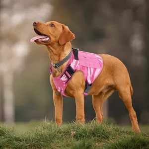 Pink Camo Tactical Dog Harness for Small Medium Large Dogs No Pull Adjustable K9 Working Training Easy Control Pet Vest Military Service Harnesses