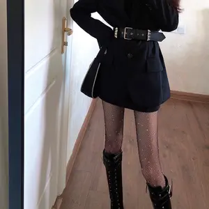 Black rhinestone fishnet stockings Starry Sky Rhinestone Fishnet Stockings Black Silk Stockings with Rhinestones Thin Mesh Pantyhose for Women