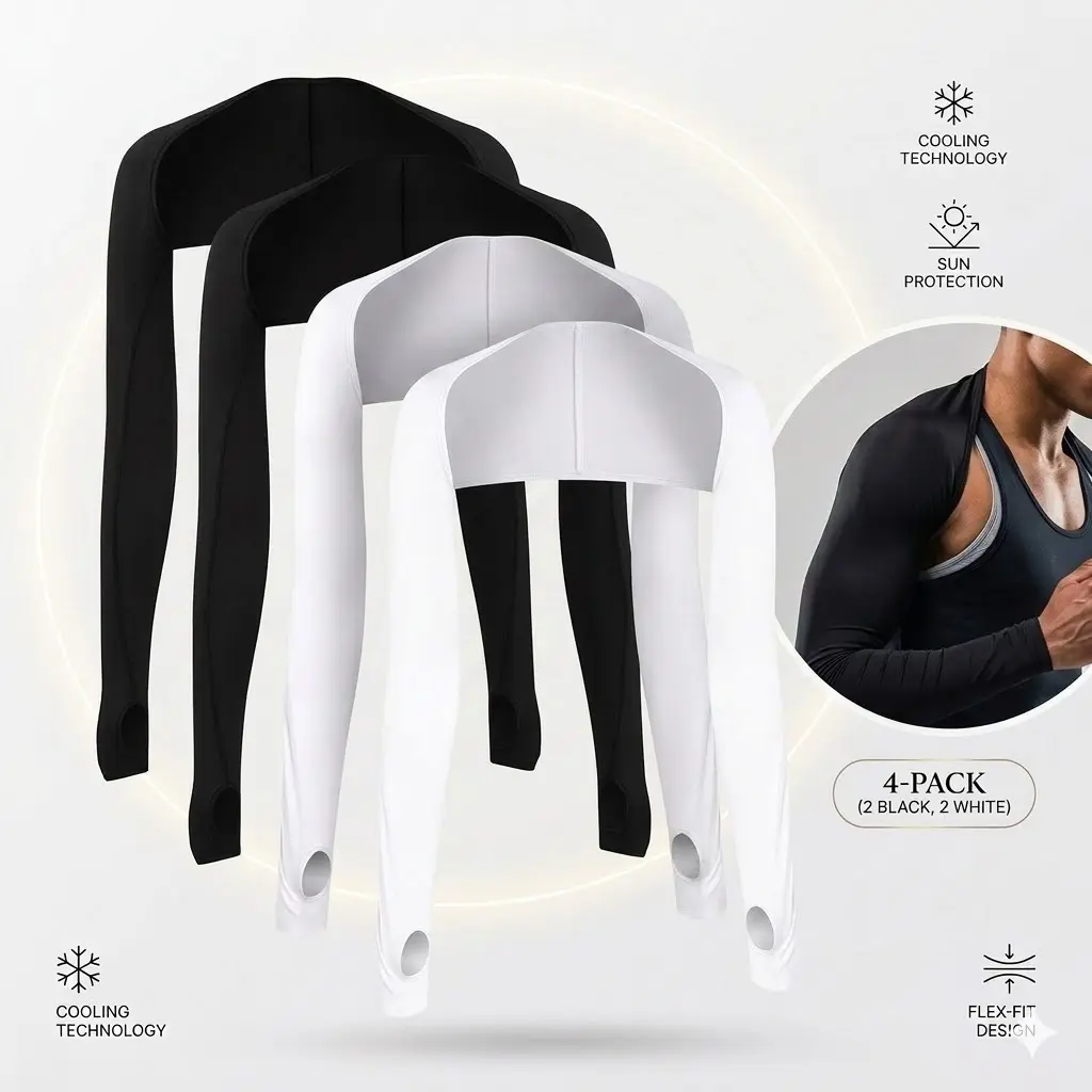 Women's Cooling Shawl Arm Sleeves with Finger Holes Anti-UV Sun Protection Golf Shrug