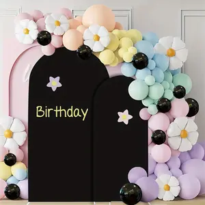 2-pack, 31.5*72inch and 47.6*86.6inch black wedding arch backdrops, stretch fabric, wedding arch cover, semi-circular arch backdrop curtain, suitable for birthday party ceremonies (product includes fabric, frame not included), Stretchy