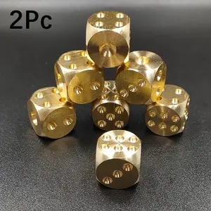 2pcs Elegant Brass Dice Carved Board Game, Classic Gameplay, Compact Size, Perfect for Bar Games, High-Quality Craftsmanship, Ideal for Entertainment and Gaming Enthusiasts