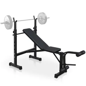 [Fahuac] Olympic Weight Bench with Adjustable Barbell Rack - 5-Level Height Adjustment, 330LBS Capacity, Foldable, Flat/Incline/Decline Positions, Home Gym Strength Training Bench.