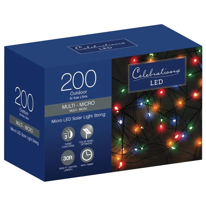 Celebrations 9071441 Smart Living LED Micro Multicolor String Christmas Light Bulbs - 16.24 ft, 200 Count, Festive Home Decor Gifts