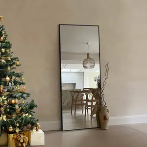 EDX Full Length Mirror 2 size Full Body Mirror Rectangle Free Standing Wall Mounted Leaning Hanging Floor Mirrors, Black