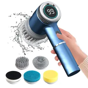 Electric Cleaning Brush, Handheld Electric Spin Scrubber with Replacement Brush Heads, Household Kitchen Cleaning Tool for Pot & Pan & Glass, Scrubber Set