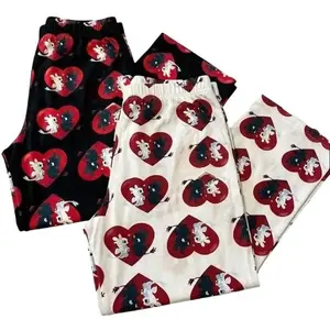 Valentine Dragon Pajama Pants for Couples with Heart Print, Cute Toothless Light Fury Matching Loungewear for Him and Her Gift Idea