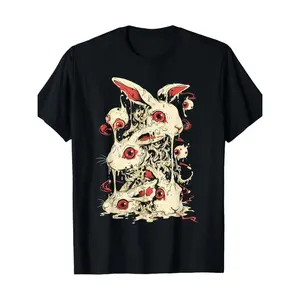Horror Cute Horror Rabbit Goth Punk Grotesque T-Shirt Made from 180g 100 Cotton