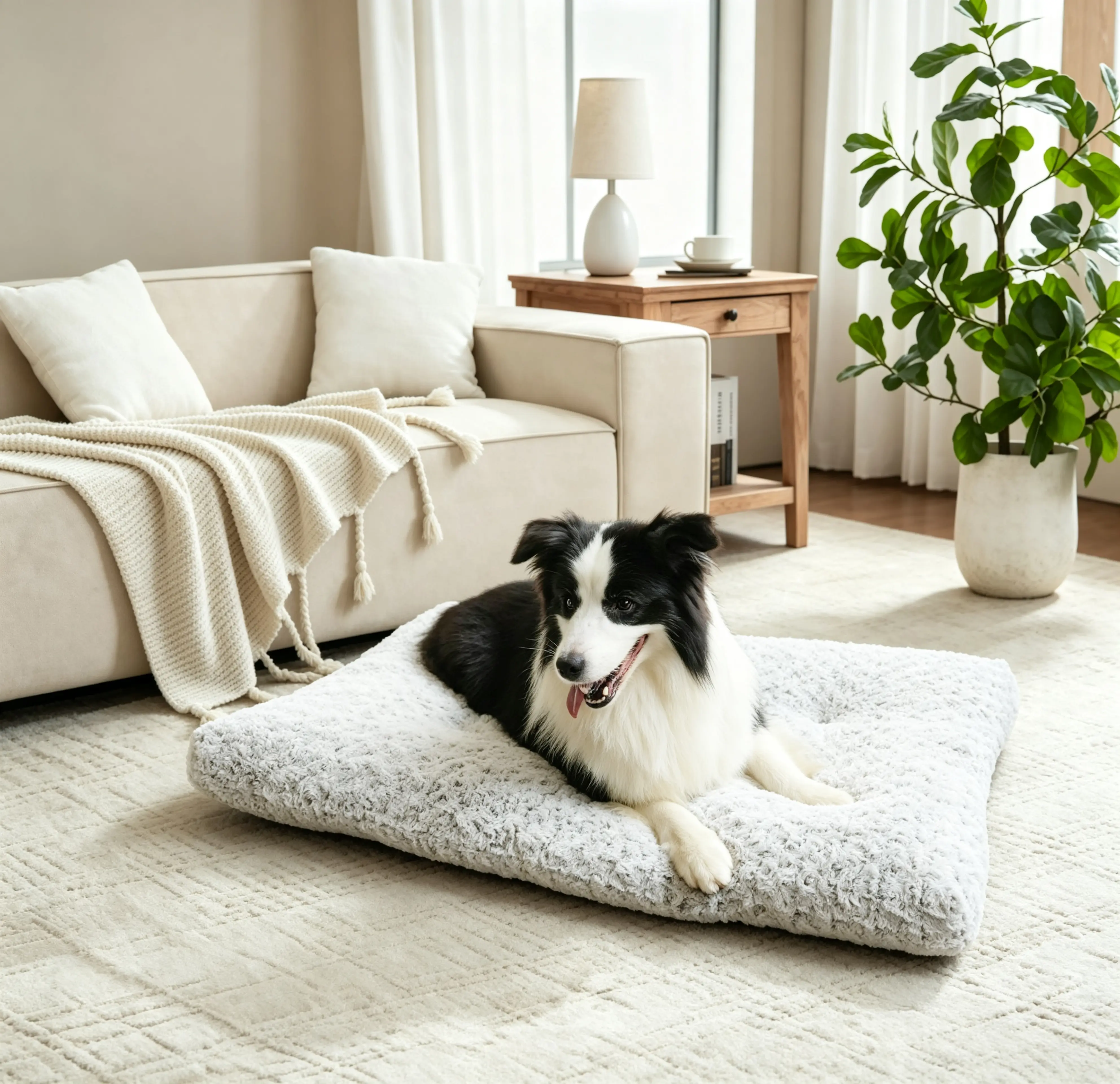 EONFELICITY Orthopedic Dog Bed for Large Dogs, Senior Dog Bed with PP Fiber & Crushed Sponge Filling, Waterproof Washable Dog Bed, Non-Slip Pet Bed for Joint Relief, Soft Dog Mattress