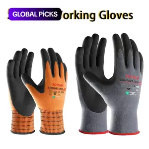 5 Pairs Dual Layer Work Gloves, Nitrile Coated, Nitrile Grip Gloves, Anti-Slip Breathable Safety Gloves, Touchscreen Compatible, Ideal for Gardening, Construction, Warehouse