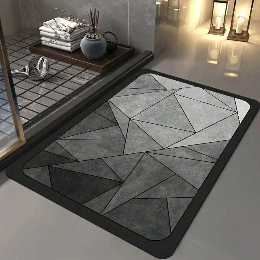 Diatomaceous Earth Stone Bath Mat - Anti-Slip, Fast Drying, Washable Bathroom Rugs, Modern Decorative Bathroom Accessory for Shower Rooms, Doorways