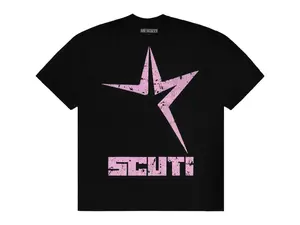 Sp5der x UY SCUTI Pink Star Tee Black (men) by StockX
