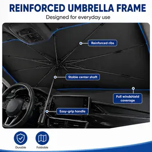 Collapsible Portable Sunshade for Car Windshields, Windscreen Shade Cover, 140x80cm, Suitable for Suvs and Off-Road Vehicles