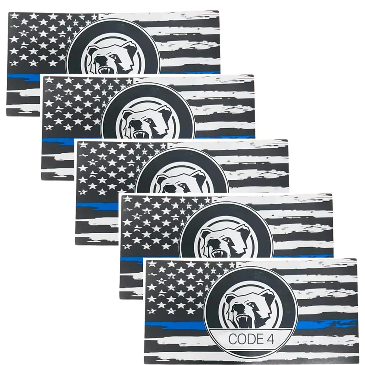 1/5/10 Packs Thin Blue Line Sticker - Code 4, Thin Line Flag Car Decal, Police Support Stickers - American Flag Thin Blue Line Decal for Cars, Trucks, Windows, Laptops