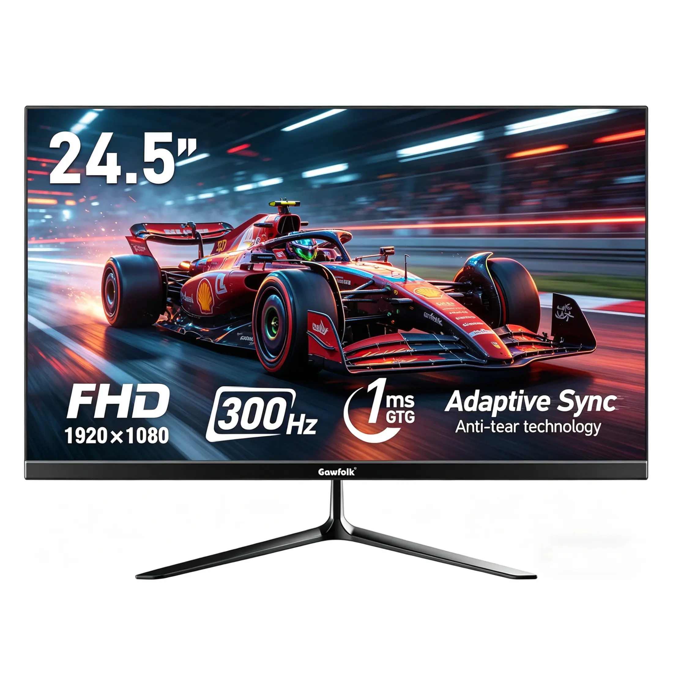 24.5 Inch 300/200Hz Gaming Monitor, FHD 1080P 1ms, Flicker-Free & Blue Light Filter, Adaptive Sync, 98% sRGB, 178° View, Frameless, HDMI/DP, 75x75mm VESA Mount, Black, for Long Gaming Sessions & Daily Use