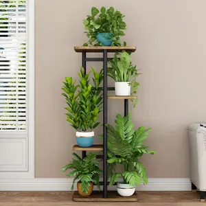 INGIORDAR 4-Tier Metal Indoor Plant Holder Planter Rack, 5-Potted Organiser, 9.3x11.8x29.05 in, for Balcony, Living Room