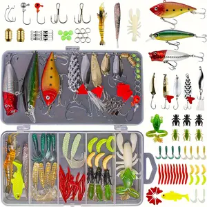 [78pcs]Fishing Lures Kit for Freshwater Bait Tackle Kit for Bass Trout Salmon Fishing Accessories Tackle Box Including Spoon Lures Soft Plastic Worms Crankbait Jigs Fishing Hooks