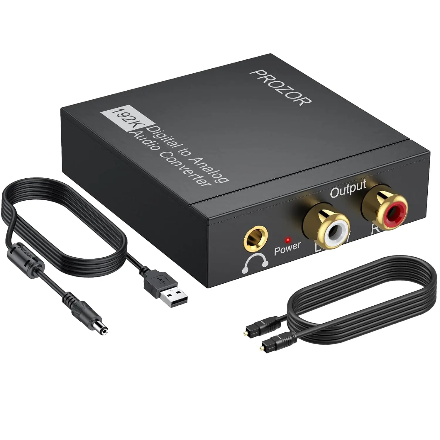 PROZOR 192KHz Digital to Analog Audio Converter, DAC Optical to Analog L/R RCA 3.5mm Converter, Digital SPDIF Toslink Optical to 3.5mm Jack Adapter for PS3 HD DVD PS4 Amp Apple TV Home Cinema