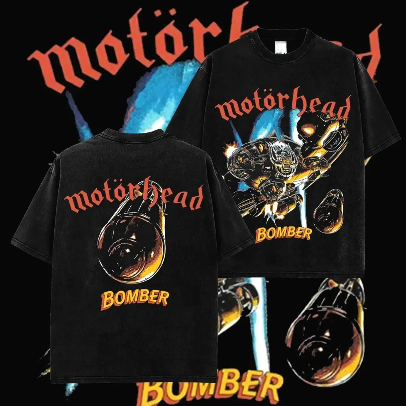 [MetalStyle] Motorhead Bomber Unisex 100% Heavyweight Cotton T-Shirt, Retro Y2K Heavy Metal rock Streetwear Top Classic Hoodie Tshirt, Rock Music Shirt, Alternative Streetwear Essential for Rock Lovers 2AS
