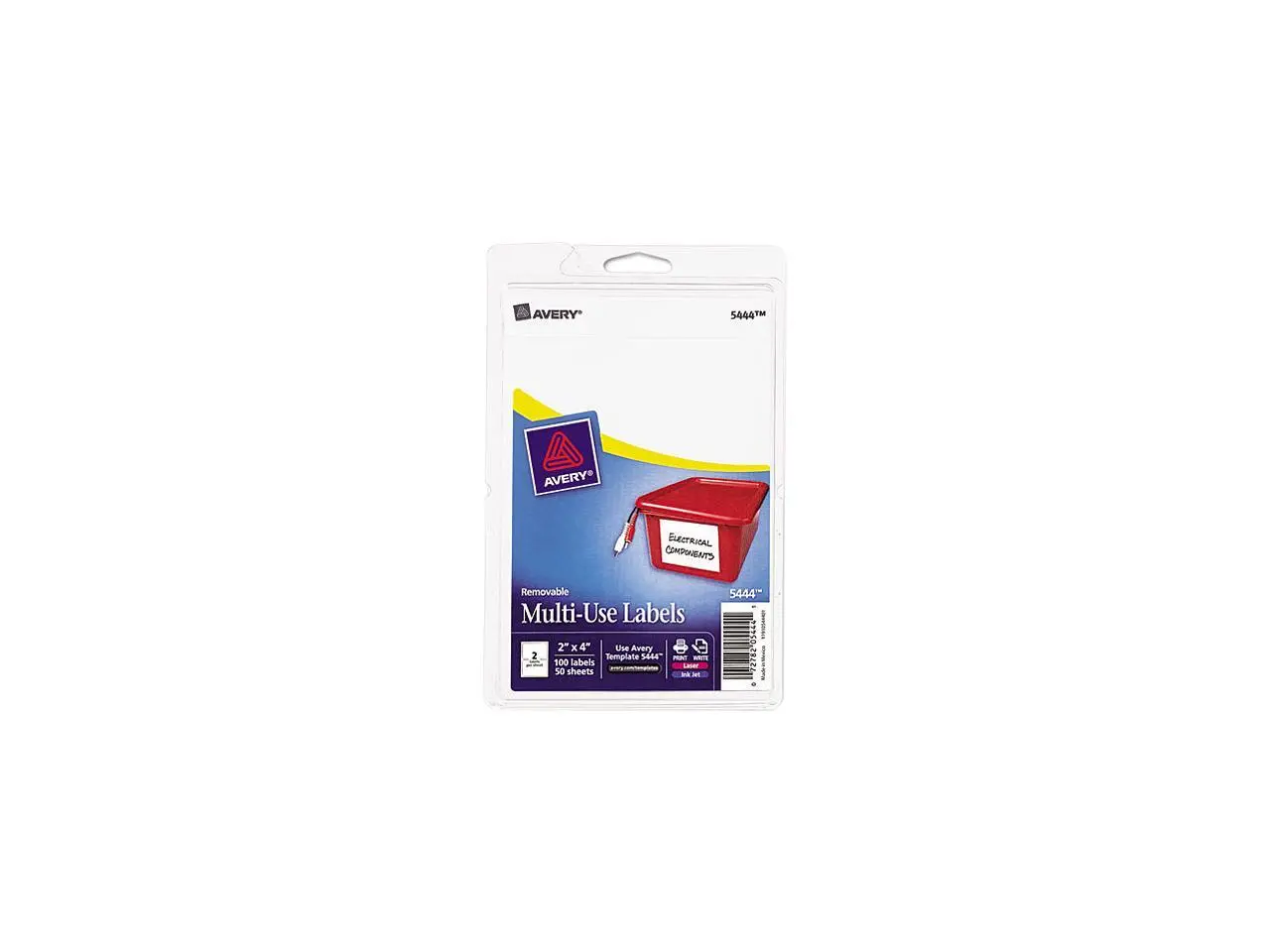 Avery 05444 Print or Write Removable Multi-Use Labels, 2 x 4, White, 100/Pack