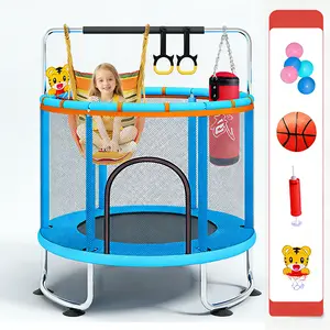 60" Toddler Mini Trampoline for Kids, Indoor Outdoor Toys with Swing, 500lbs Kids Trampoline, Gymnastics Bar, Birthday Gifts for Boy Girl