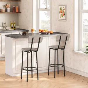 HOOBRO 25.2" Dining Chairs for Kitchen Island and Dining Room, Set of 2 Bar Stools with Footrest and Back,Counter Height Bar Chair, Easy to Assemble, Greige and Black#SpringSale #BigSpringSale
