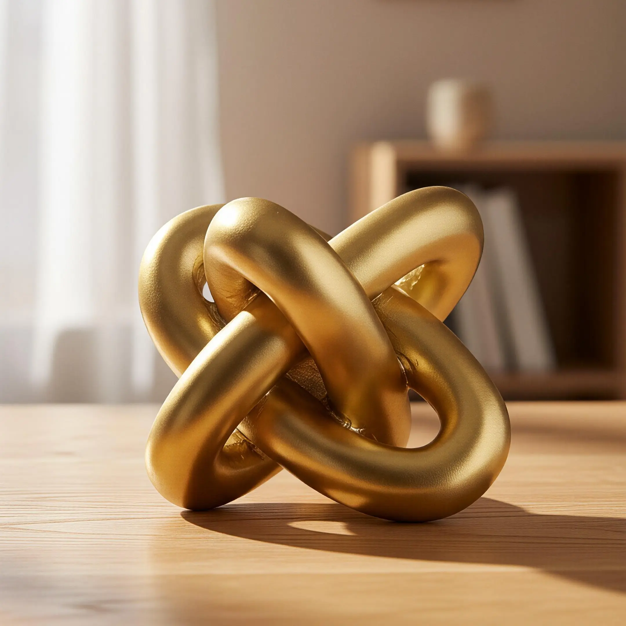 Small 3-Knot Resin Compact Plain Statue (Gold/Black/White) - Rustic Decorative Home Ornament, Elegant Tabletop Interior Decoration Accessory, Living Room Accent, Unique Housewarming Gift for Design Enthusiasts